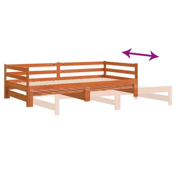 Dagbädd med extrasäng vaxad brun 90x190 cm massiv furu