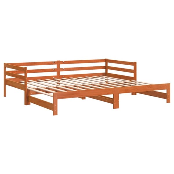 Dagbädd med extrasäng vaxad brun 90x190 cm massiv furu