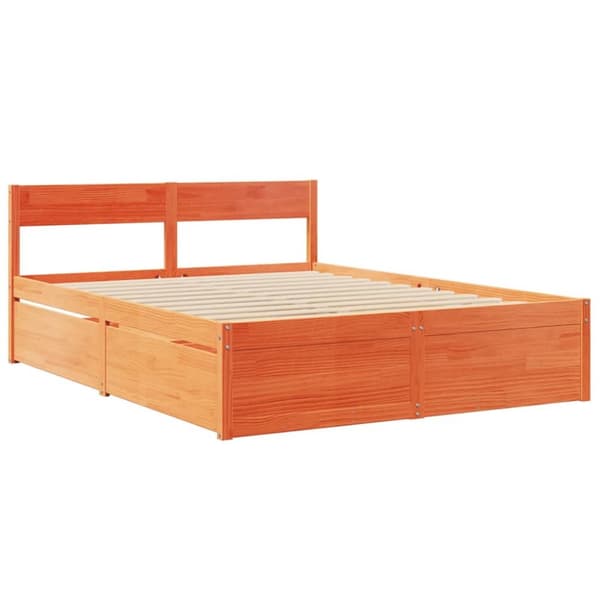 sengeramme uden madras 150x200 cm massivt fyrretræ gyldenbrun