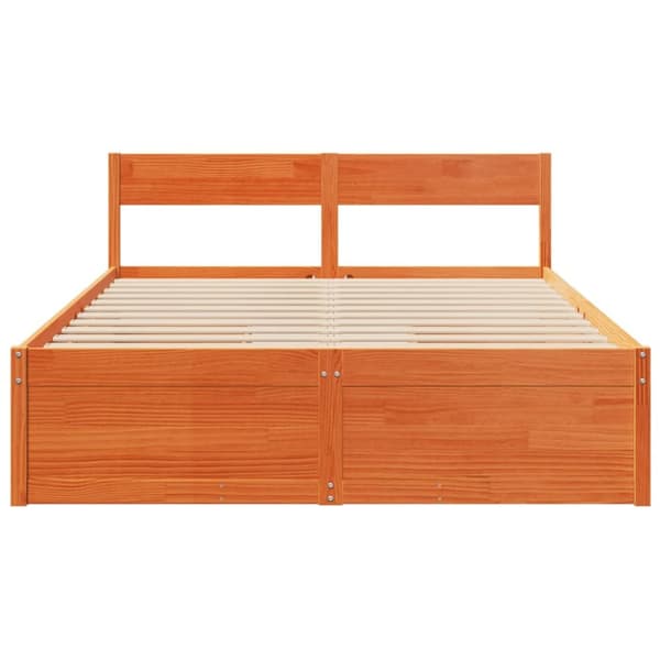 sengeramme uden madras 150x200 cm massivt fyrretræ gyldenbrun