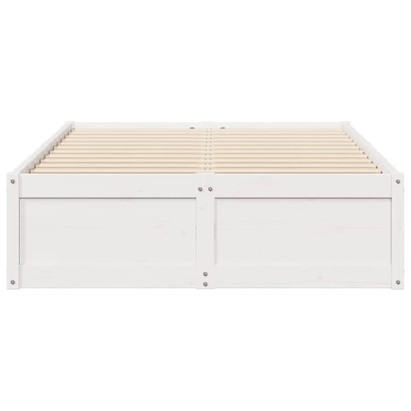 sengeramme uden madras 135x190 cm massivt fyrretræ hvid