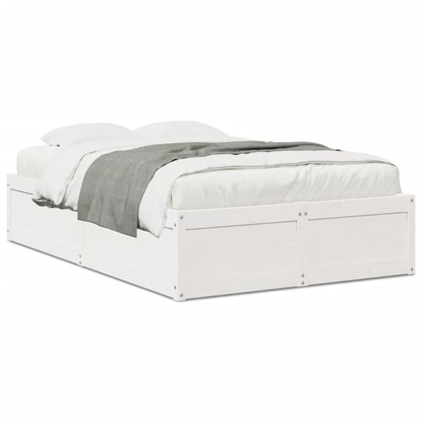 sengeramme uden madras 135x190 cm massivt fyrretræ hvid
