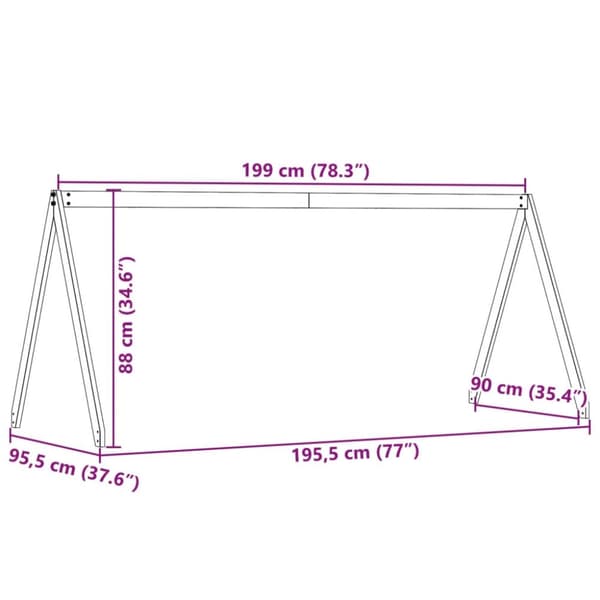 stel til husseng 199x95,5x88 cm massivt fyrretræ hvid