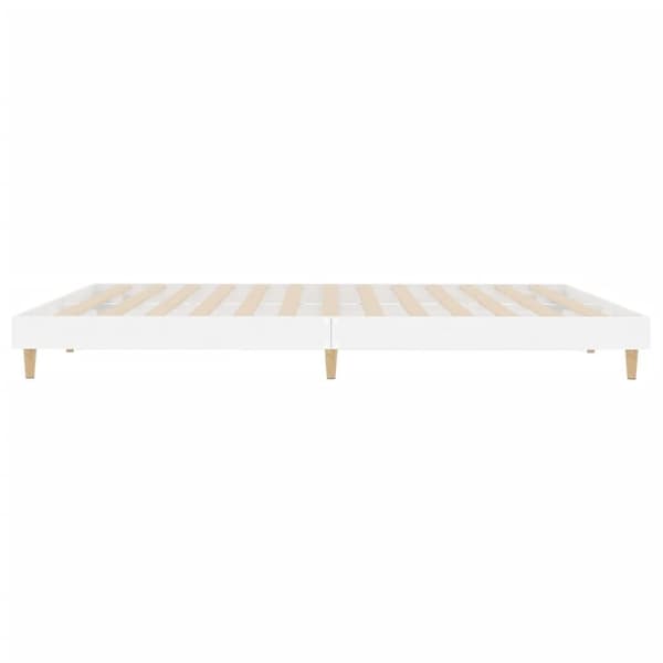 Sängram vit högglans 200x200 cm konstruerad trä