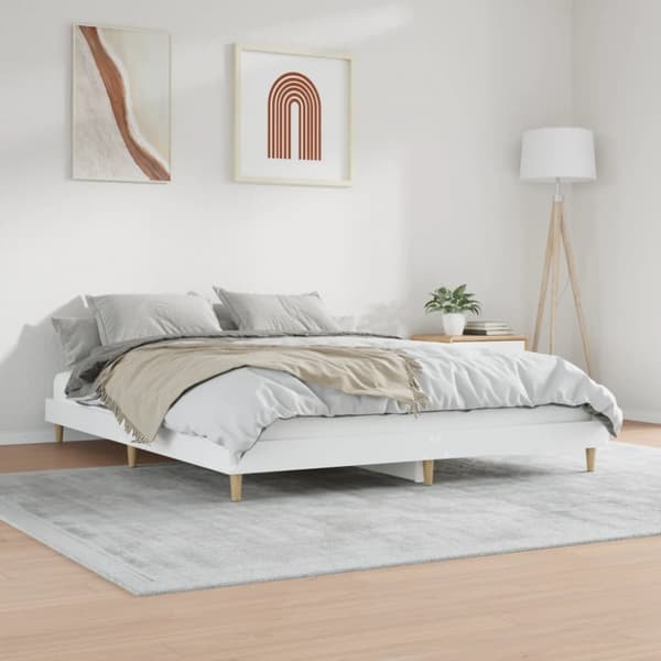 sengestel 180x200 cm konstrueret træ hvid