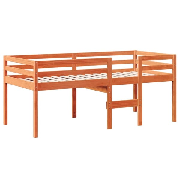 Hög säng med tak vaxad brun 90x190 cm massiv furu