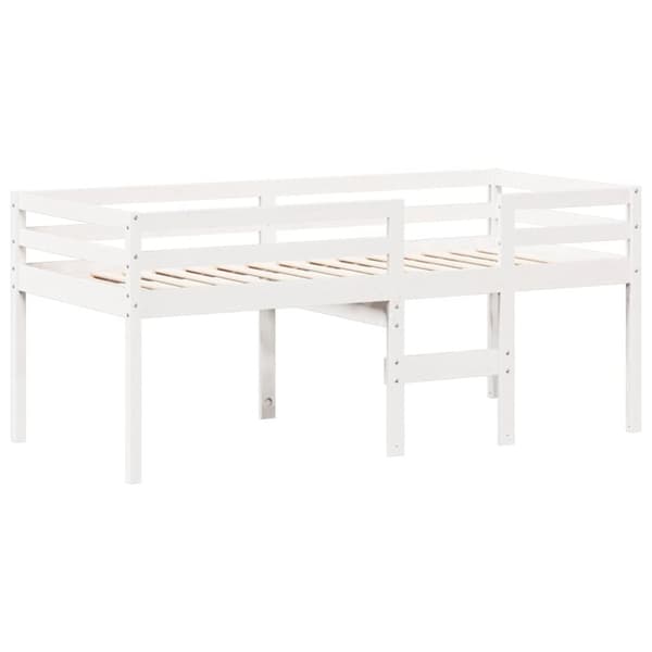 Hög säng med tak vit 90x200 cm massiv furu