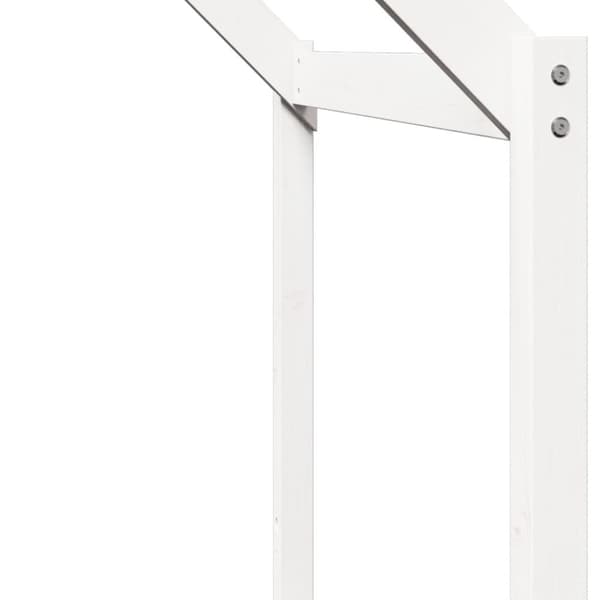Våningssäng med stege och tak vit 90x190 cm massiv furu