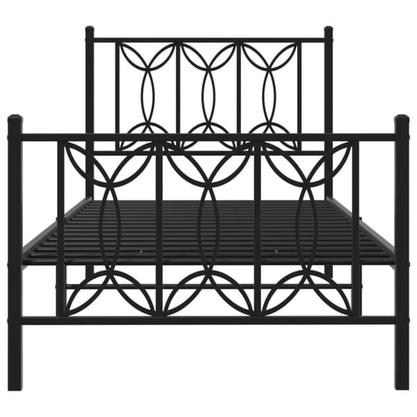 Metallinen sängynrunko päädyillä musta 80x200 cm