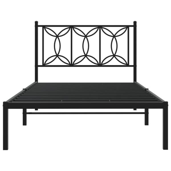 Metallinen sängynrunko päädyllä musta 100x200 cm