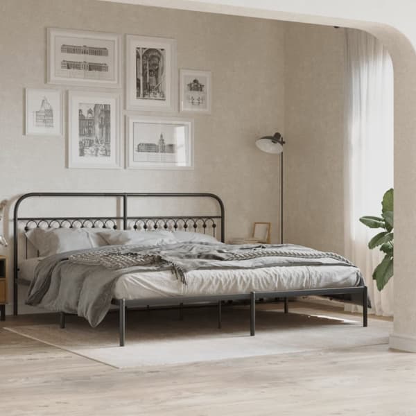 sengeramme med sengegavl 193x203 cm metal sort
