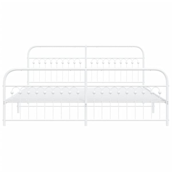 sengeramme med sengegavl og fodgærde 193x203 cm metal hvid