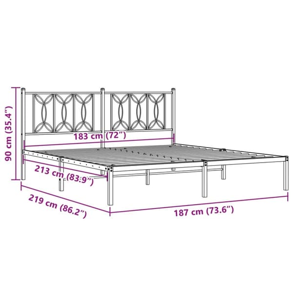 sengeramme med sengegavl 183x213 cm metal hvid