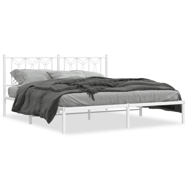 sengeramme med sengegavl 183x213 cm metal hvid