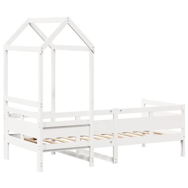 Dagbädd med tak vit 90x200 cm massiv furu