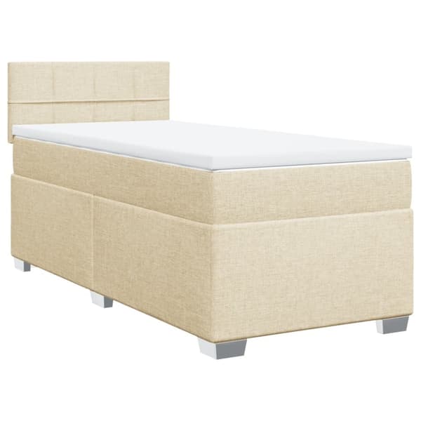 kontinentalseng med madras 90x200 cm stof cremefarvet