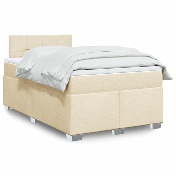 kontinentalseng med madras 120x190 cm stof cremefarvet