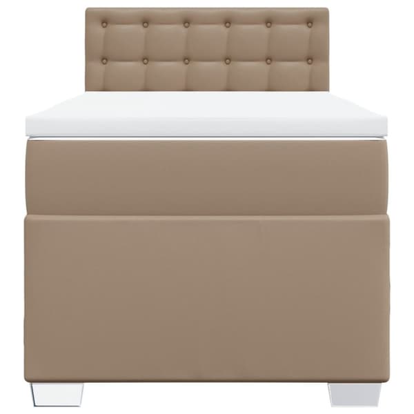 kontinentalseng 90x190 cm kunstlæder cappuccinofarvet