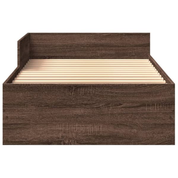 sengeramme 100x200 cm uden madras konstrueret træ brunt eg
