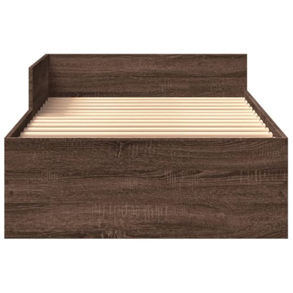sengeramme 90x190 cm uden madras konstrueret træ brunt eg
