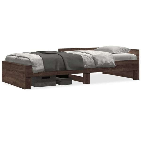 sengeramme 90x190 cm uden madras konstrueret træ brunt eg