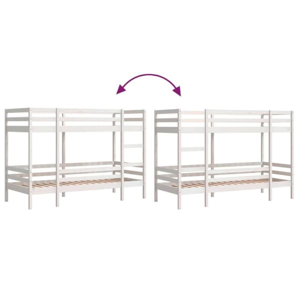 Våningssäng vit 80x200 cm massiv furu