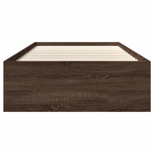 sengeramme 90x190 cm uden madras konstrueret træ brunt eg
