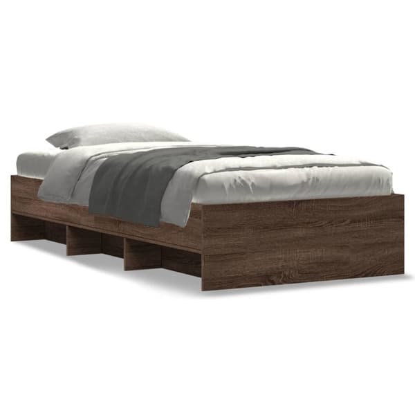 sengeramme 90x190 cm uden madras konstrueret træ brunt eg