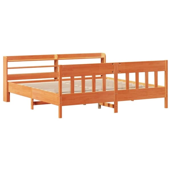 sengeramme uden madras 200x200 cm massivt fyrretræ gyldenbrun