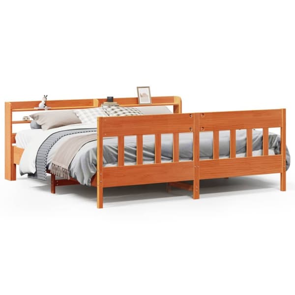 sengeramme uden madras 200x200 cm massivt fyrretræ gyldenbrun