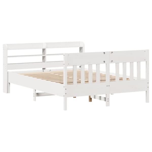 sengeramme uden madras 120x200 cm massivt fyrretræ hvid