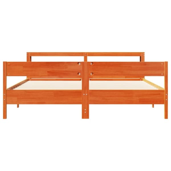 sengeramme uden madras 200x200 cm massivt fyrretræ gyldenbrun