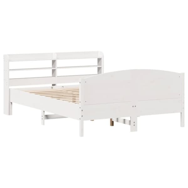 sengeramme uden madras 135x190 cm massivt fyrretræ hvid