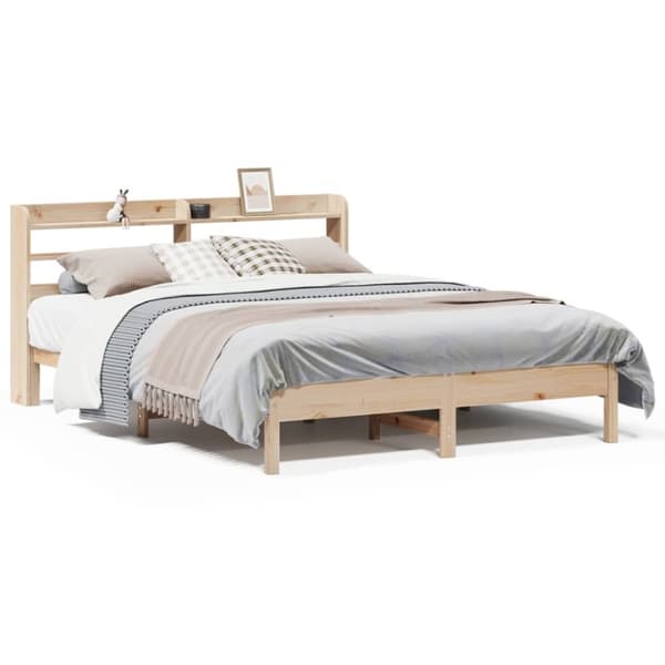 sengeramme uden madras 135x190 cm massivt fyrretræ hvid