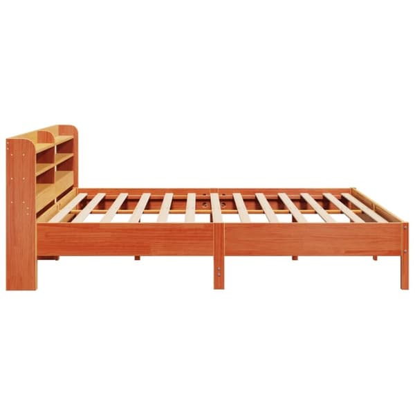 Sängram utan madrass vaxbrun 200x200 cm massiv furu