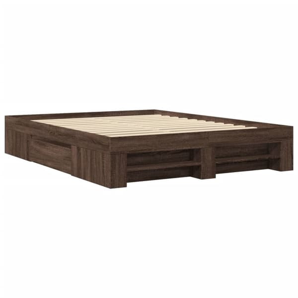 sengeramme 150x200 cm uden madras konstrueret træ brunt eg