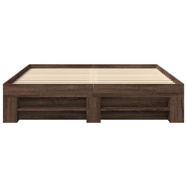 sengeramme 150x200 cm uden madras konstrueret træ brunt eg