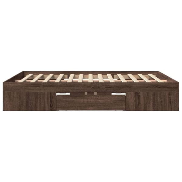 sengeramme 150x200 cm uden madras konstrueret træ brunt eg