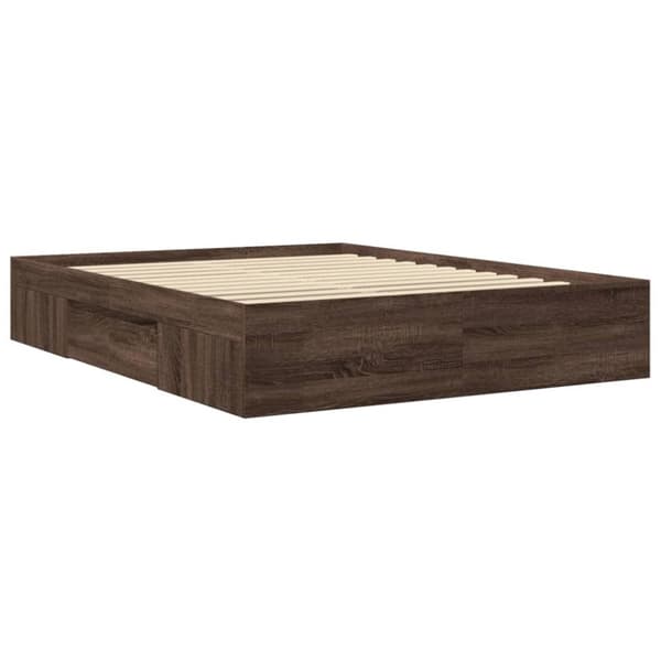 sengeramme 150x200 cm uden madras konstrueret træ brunt eg