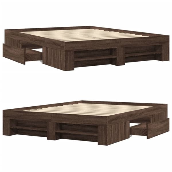 sengeramme 150x200 cm uden madras konstrueret træ brunt eg