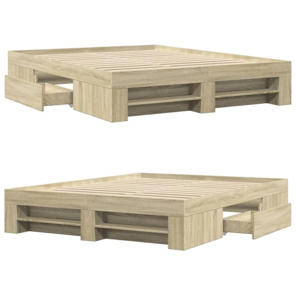 sengeramme 150x200 cm uden madras konstrueret træ sonoma-eg