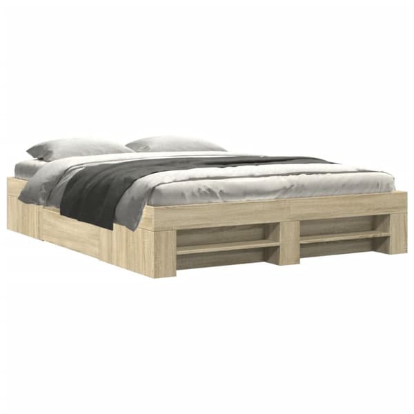 sengeramme 150x200 cm uden madras konstrueret træ sonoma-eg