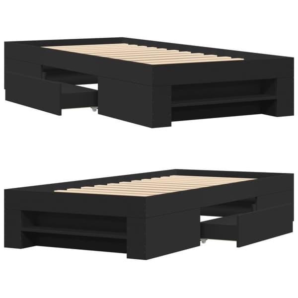 sengeramme 90x200 cm konstrueret træ sort