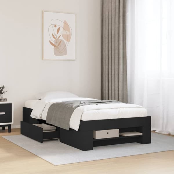 sengeramme 90x200 cm konstrueret træ sort