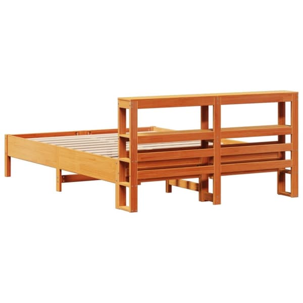 Sängram utan madrass vaxbrun 160x200 cm massiv furu
