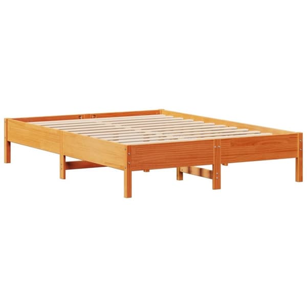 Sängram utan madrass vaxbrun 160x200 cm massiv furu