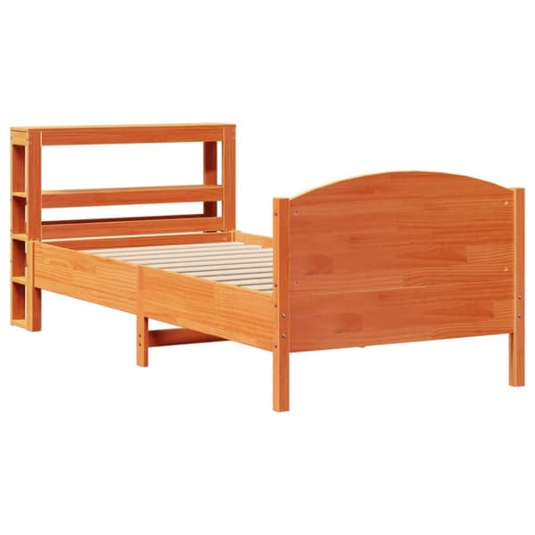 sengeramme uden madras 75x190 cm massivt fyrretræ gyldenbrun