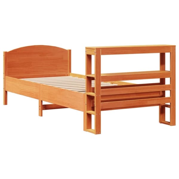sengeramme uden madras 75x190 cm massivt fyrretræ gyldenbrun