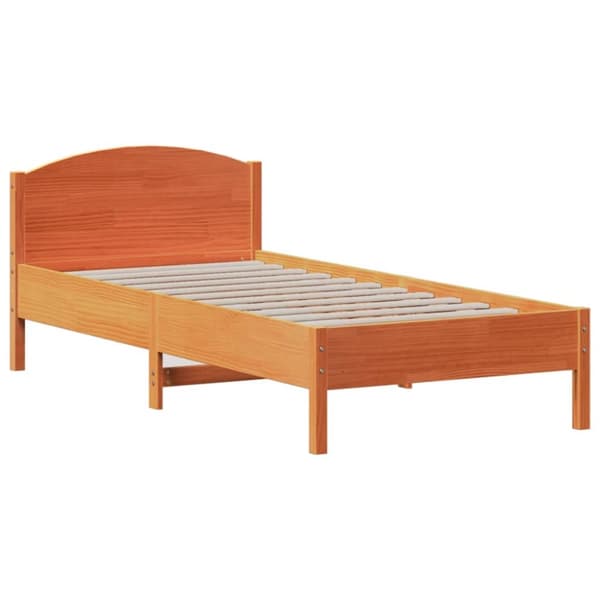 sengeramme uden madras 75x190 cm massivt fyrretræ gyldenbrun