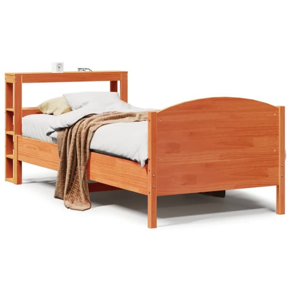 sengeramme uden madras 75x190 cm massivt fyrretræ gyldenbrun